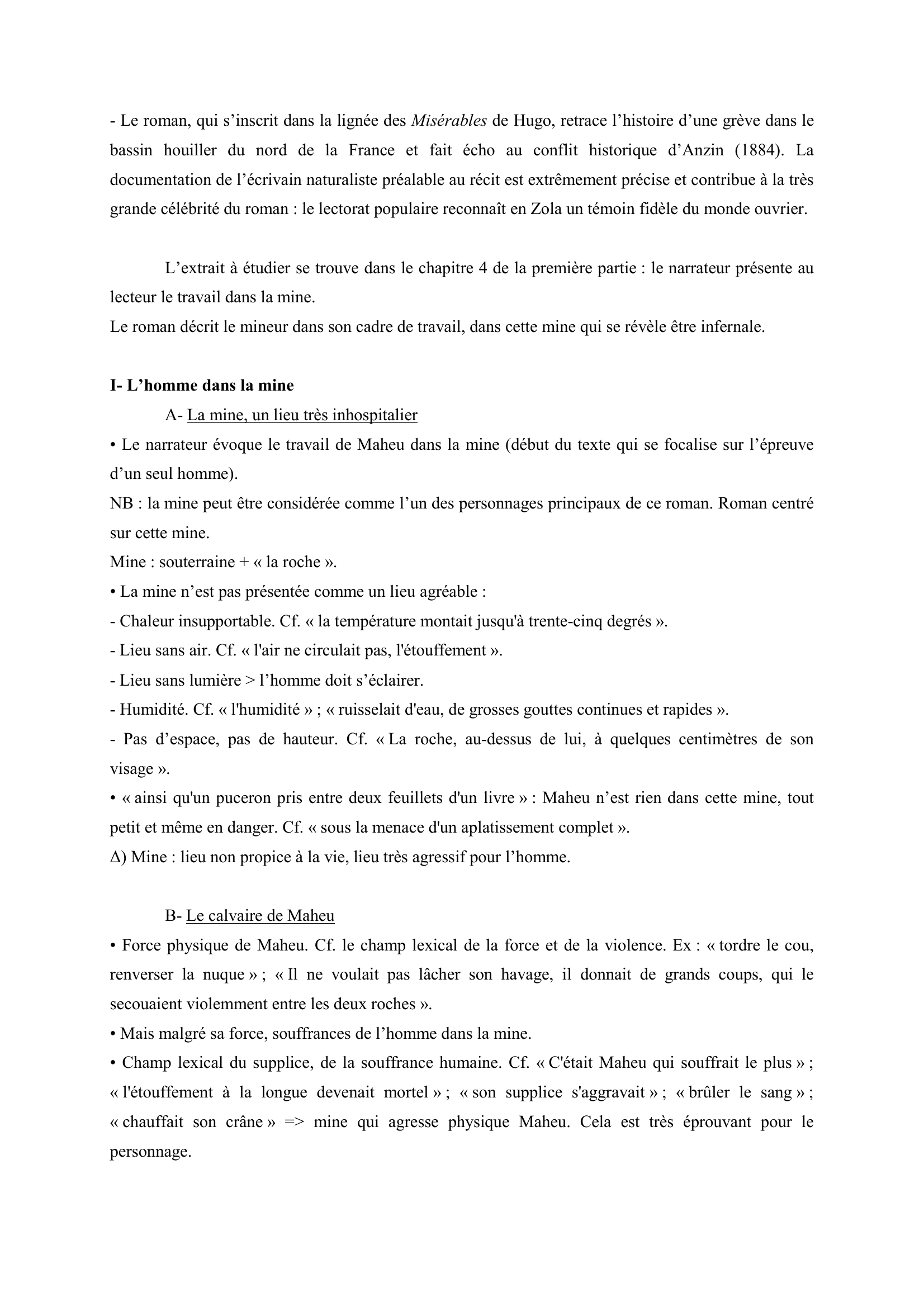 Prévisualisation du document Émile Zola, Germinal, Première partie, chapitre 4 (la mine infernale).