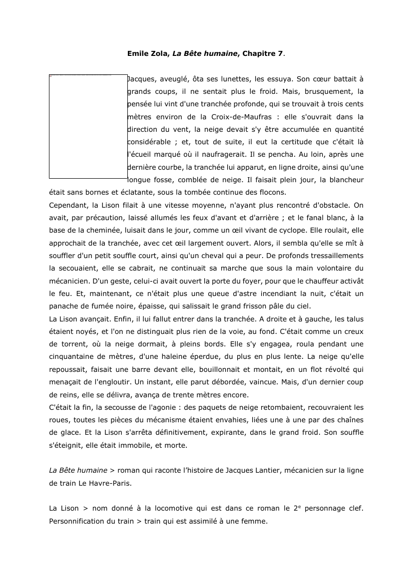 Prévisualisation du document Emile Zola, La Bête humaine, Chapitre 7.