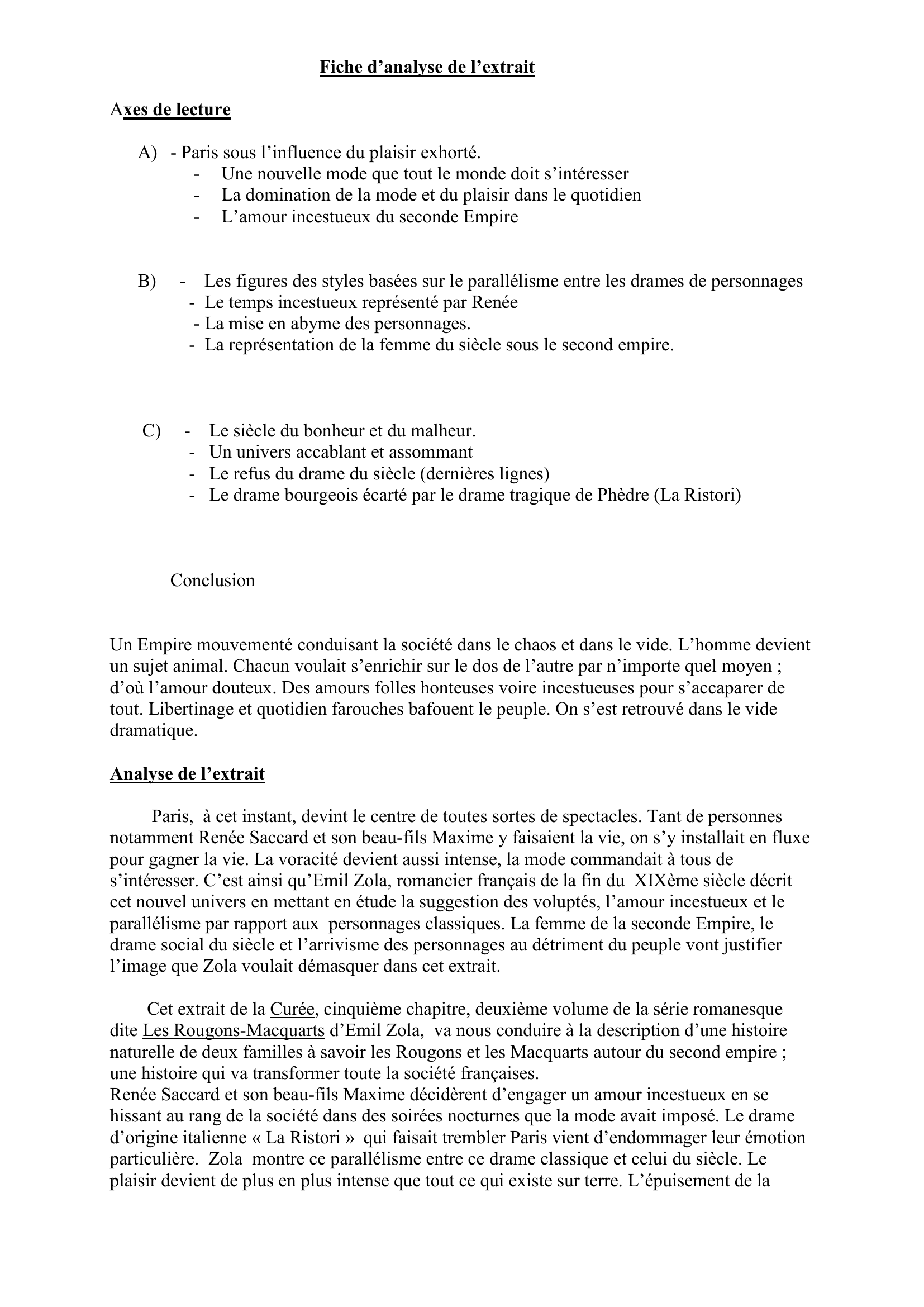 Prévisualisation du document Emile Zola, La Curée 1871, Chapitre V. Commentaire d'un passage.