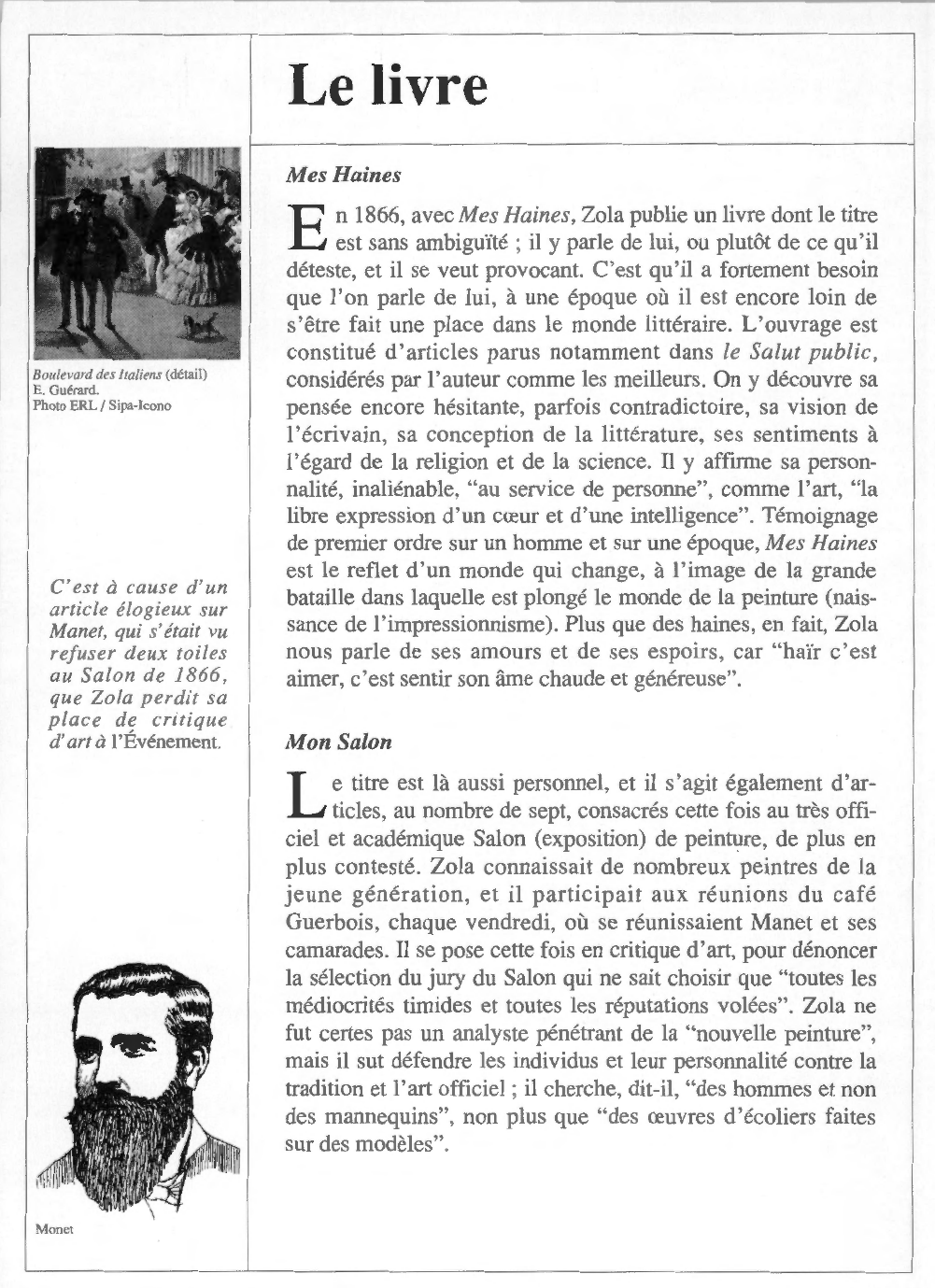 Prévisualisation du document Émile ZOLA : Mes Haines, Mon Salon