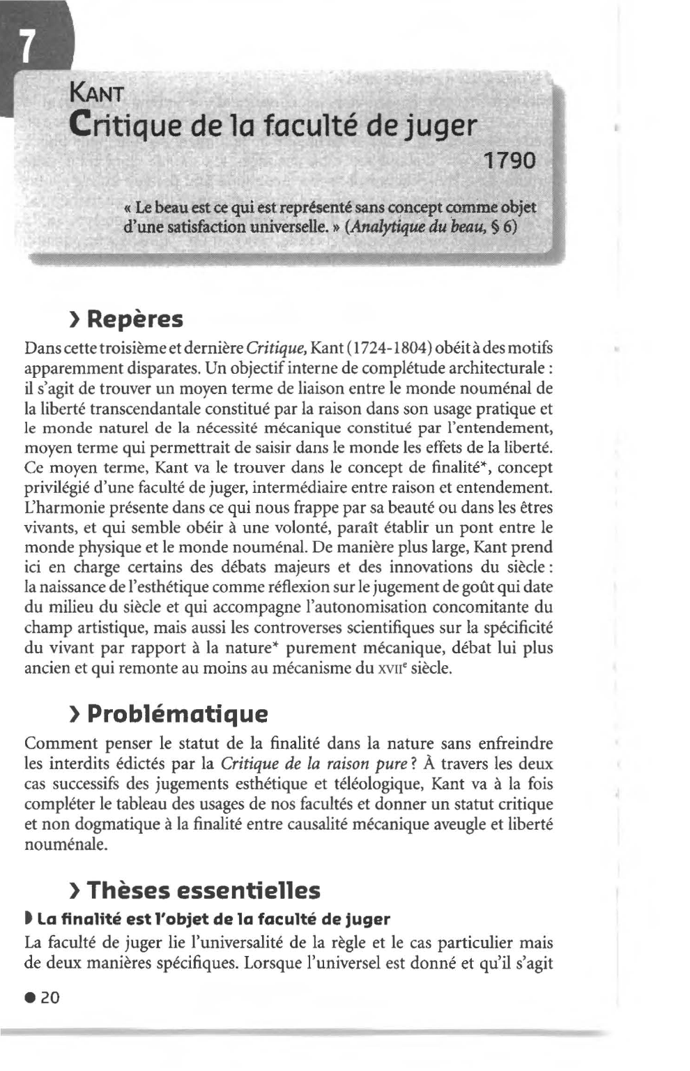 Prévisualisation du document EMMANUEL KANT : CRITIQUE DE LA FACULTE DE JUGER (Résumé & Analyse)