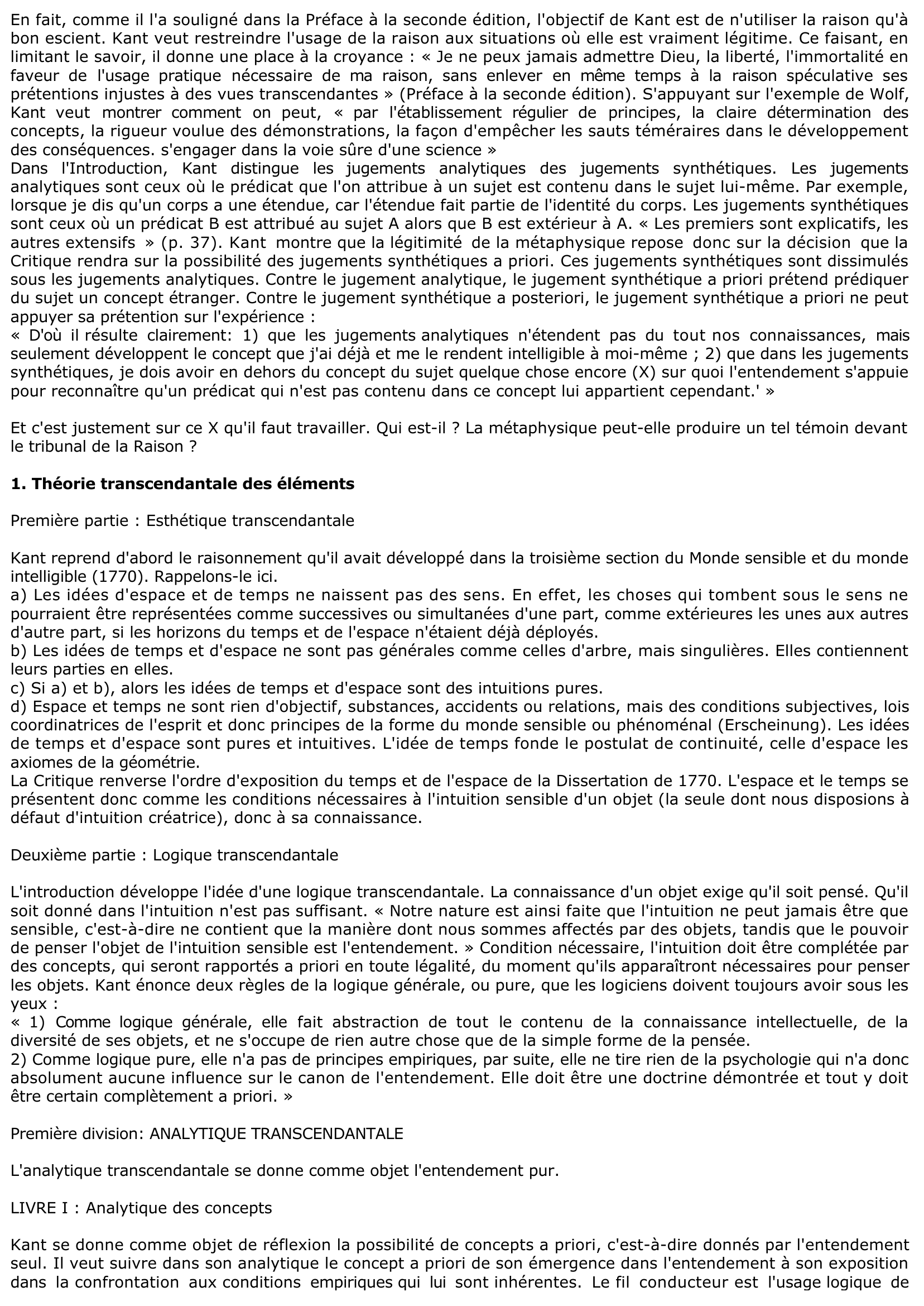 Prévisualisation du document EMMANUEL KANT : CRITIQUE DE LA RAISON PURE (Résumé & Analyse)