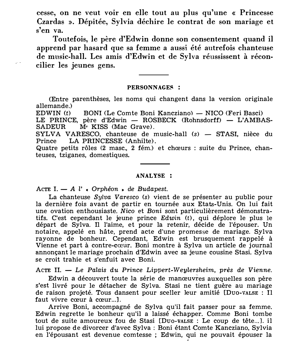 Prévisualisation du document Emmerich KALMAN: PRINCESSE CZARDAS (résumé et analyse de l’œuvre – Répertoire lyrique)