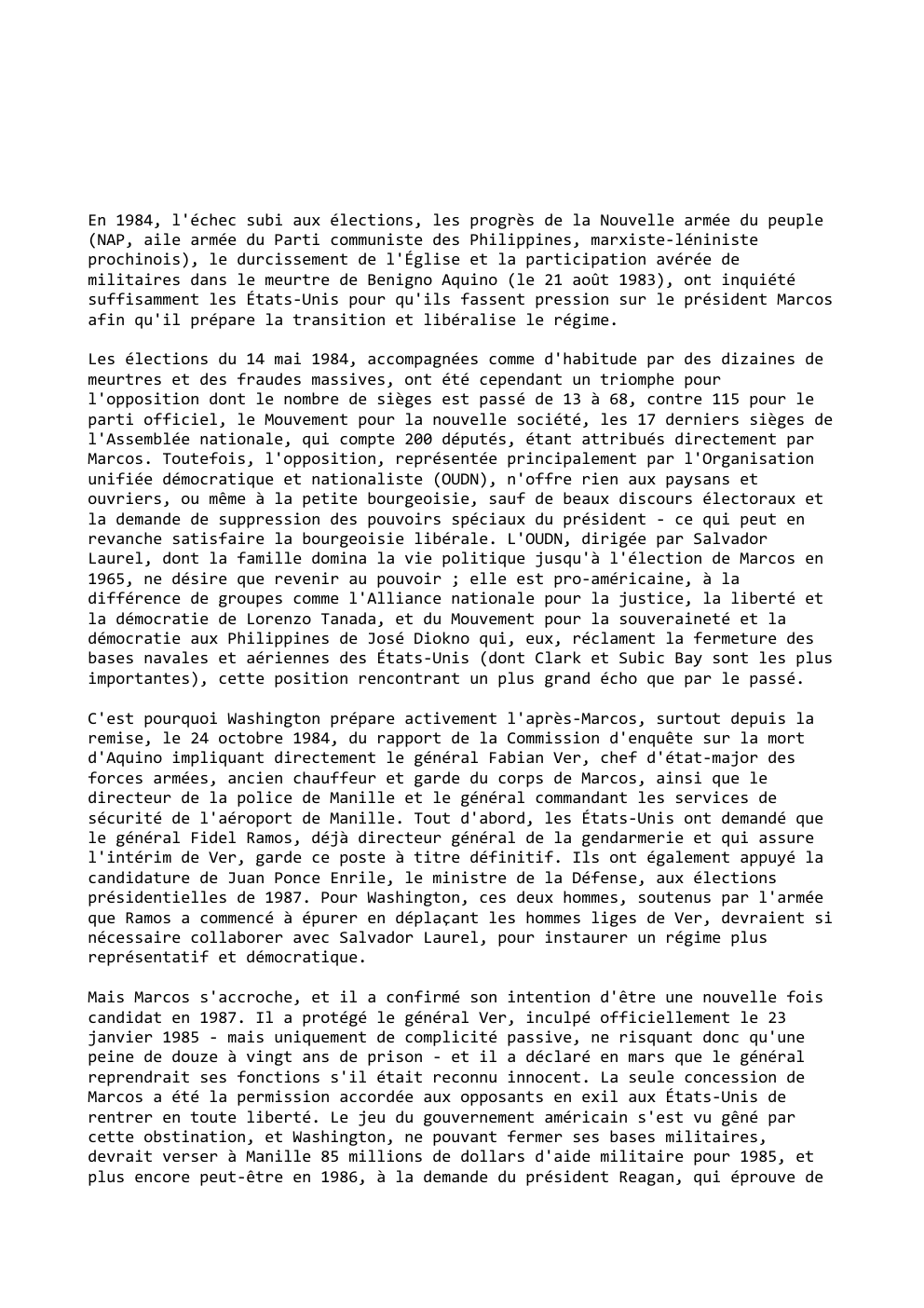 Prévisualisation du document En 1984, l'échec subi aux élections, les progrès de la Nouvelle armée du peuple
(NAP, aile armée du Parti communiste...