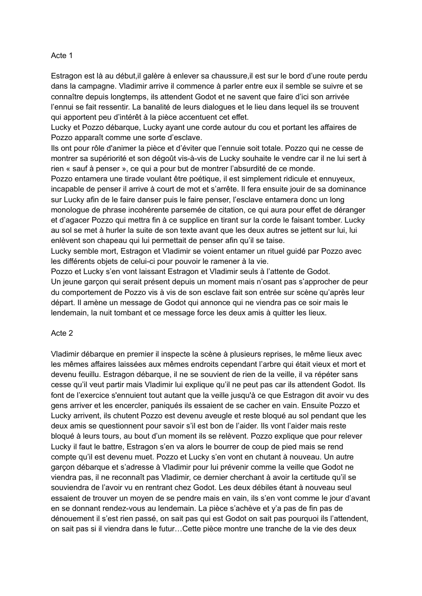 Prévisualisation du document En Attendant Godot résumé/analyse