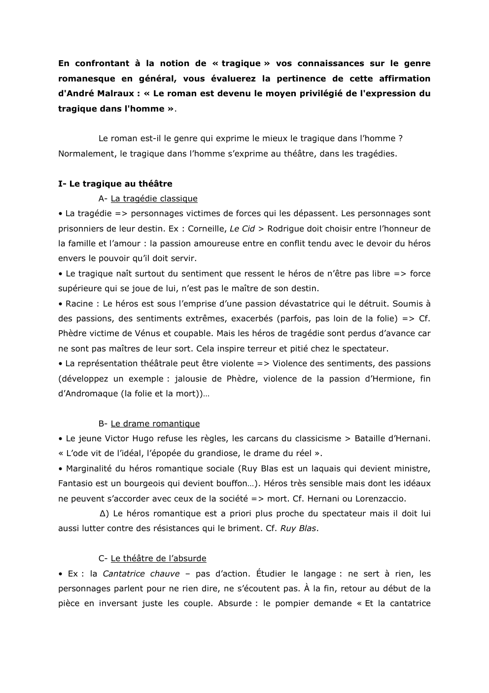 Prévisualisation du document En confrontant à la notion de « tragique » vos connaissances sur le genre
romanesque en général, vous évaluerez la...