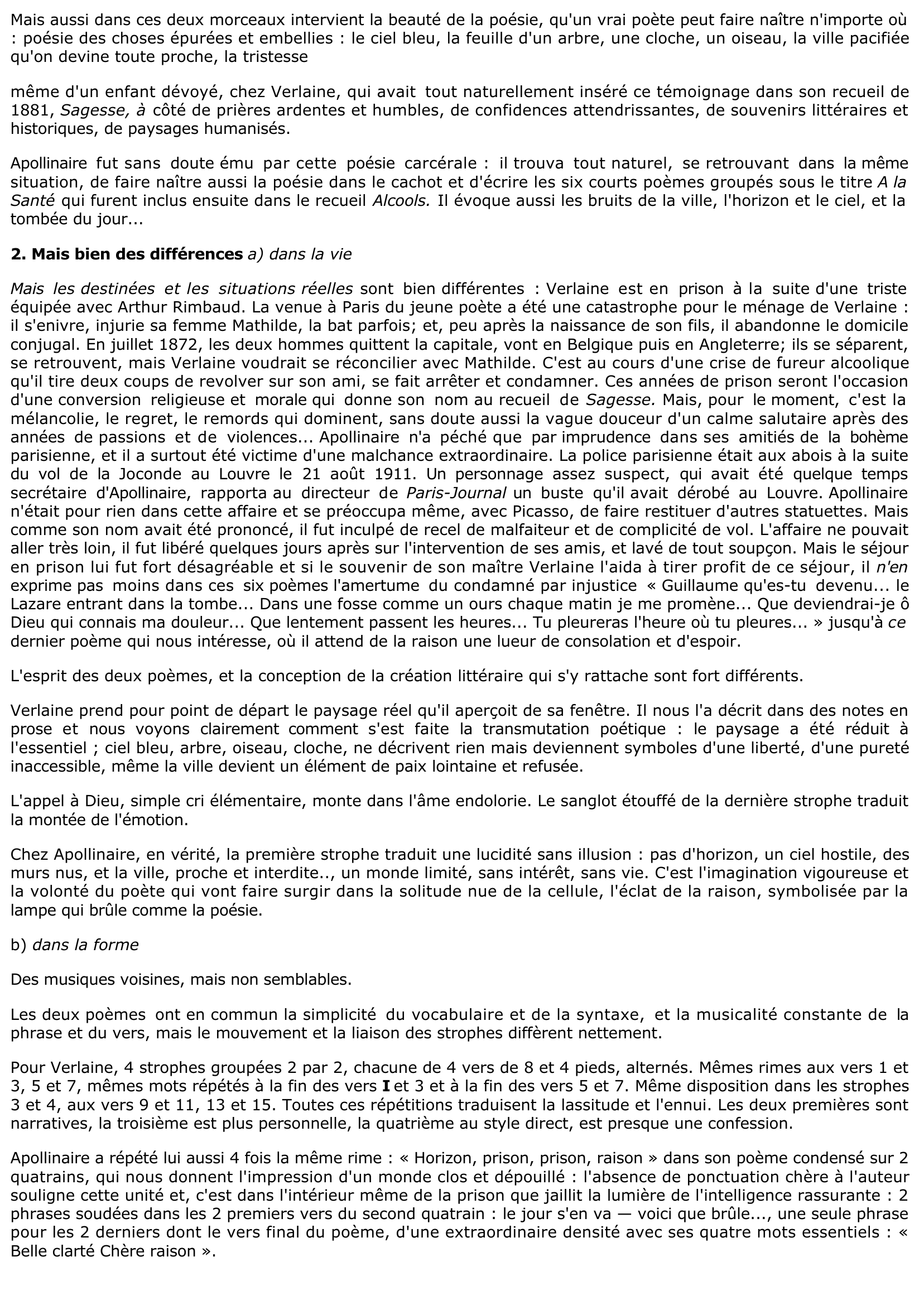 Prévisualisation du document En forme de dissertation suivie, vous étudierez ces deux courtes oeuvres, écrites toutes deux par des poètes détenus, en marquant les ressemblances et les différences :situation, sentiments, expression, etc.