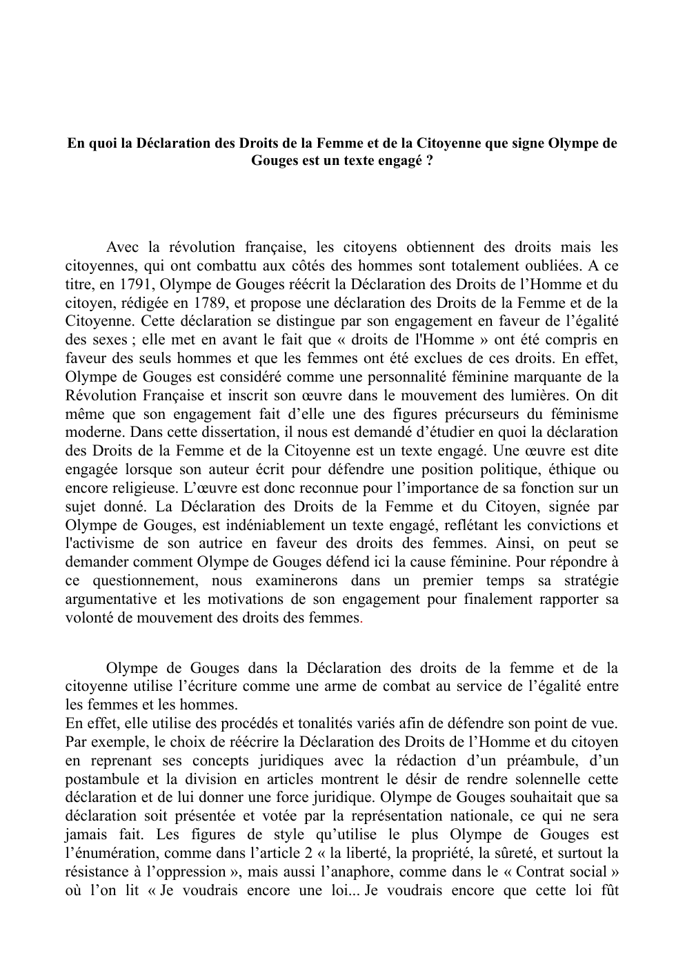 Prévisualisation du document En quoi la Déclaration des Droits de la Femme et de la Citoyenne que signe Olympe de Gouges est un texte engagé ?