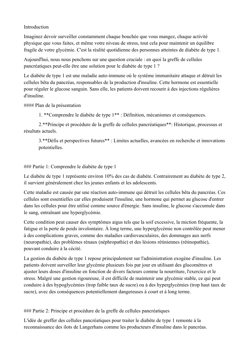 Prévisualisation du document en quoi la greffe de cellules pancréatiques peut-elle être une solution pour le diabète de type 1 ?