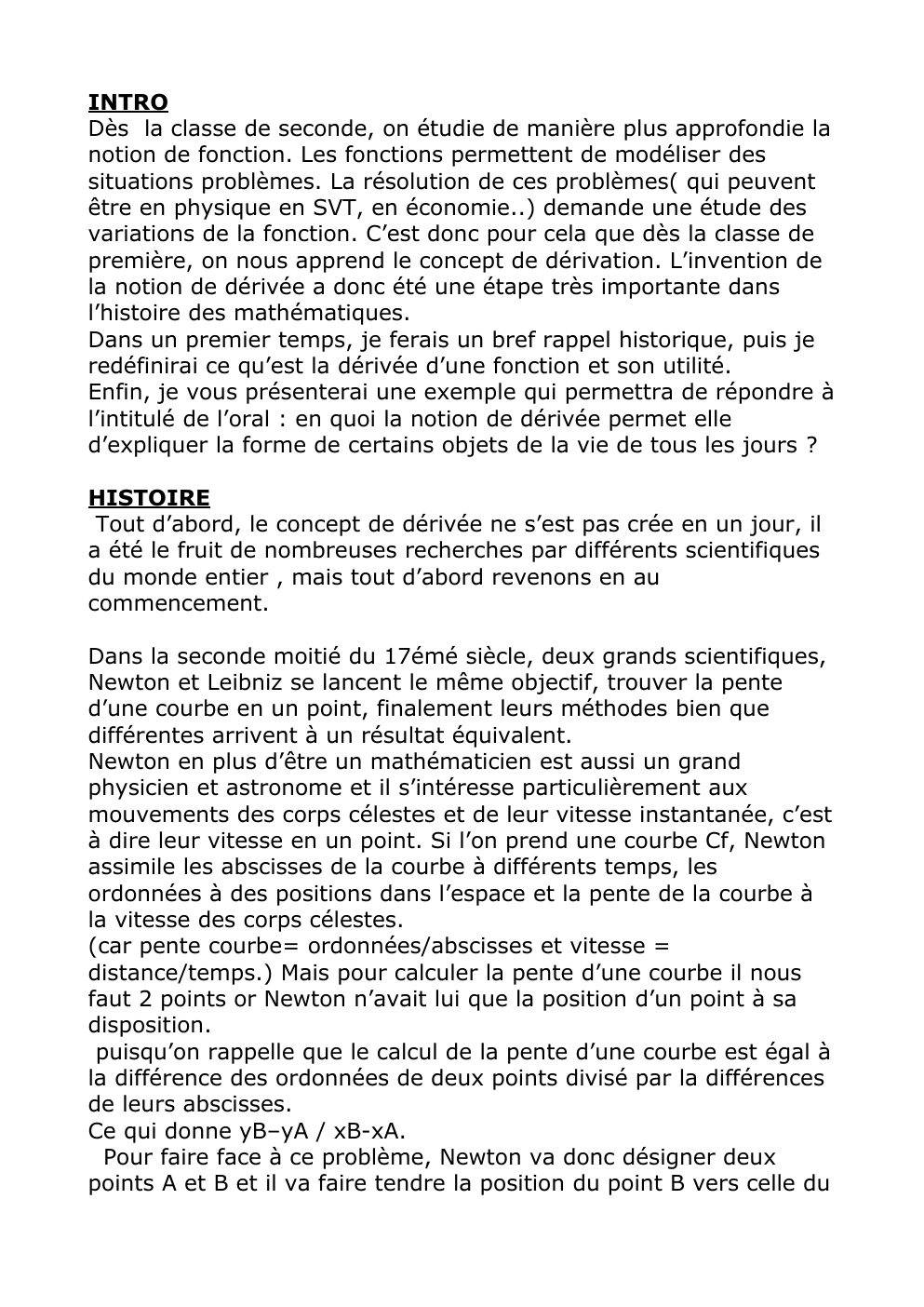 Prévisualisation du document en quoi la notion de dérivée permet elle d’expliquer la forme de certains objets de la vie de tous les jours ? Grand oral