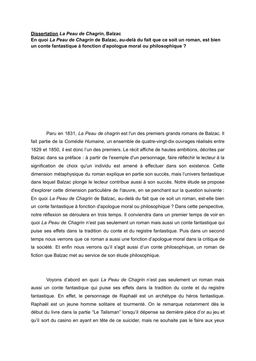 Prévisualisation du document En quoi La Peau de Chagrin de Balzac, au-delà du fait que ce soit un roman, est bien un conte fantastique à fonction d'apologue moral ou philosophique ?