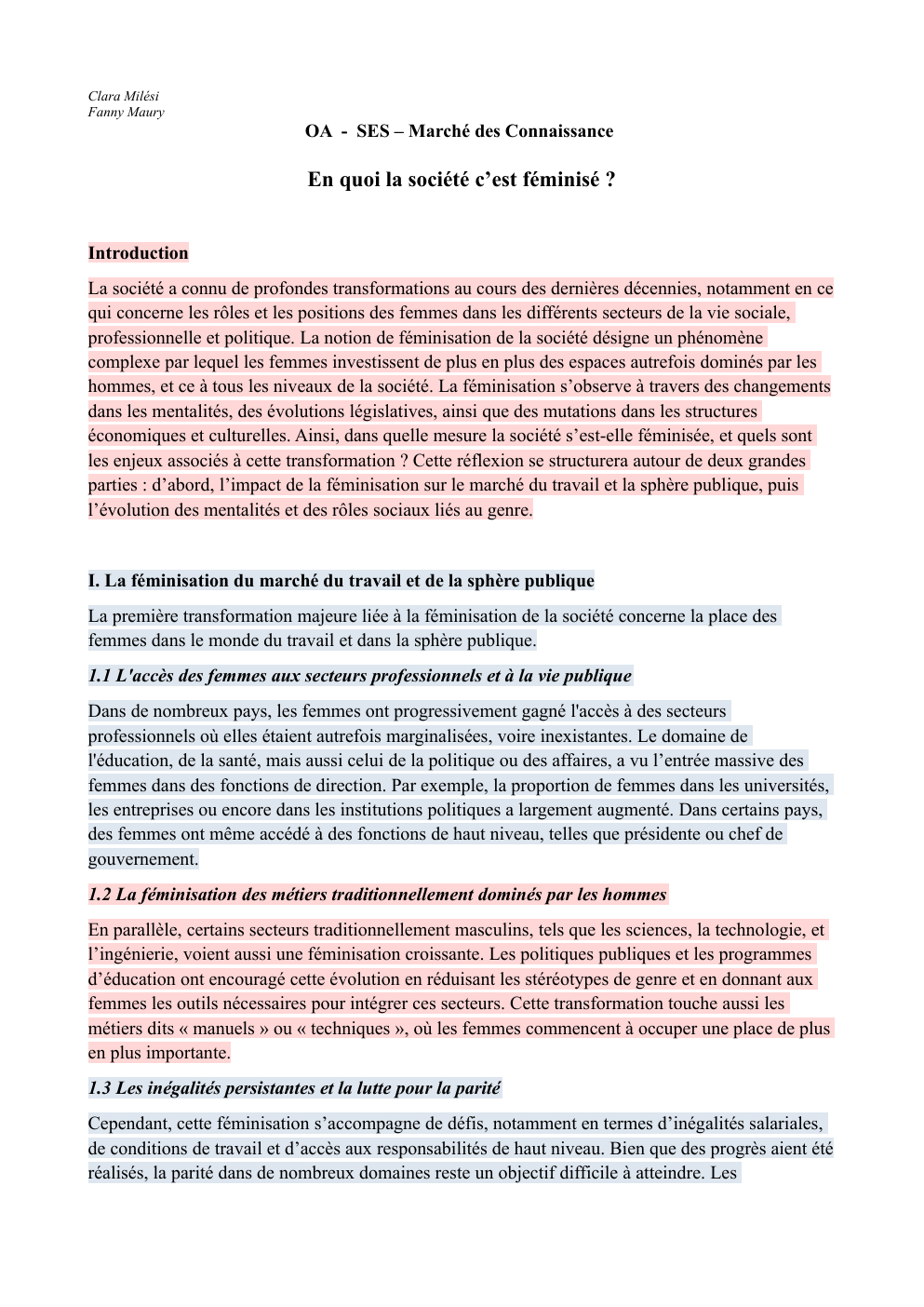 Prévisualisation du document En quoi la société c’est féminisé ?