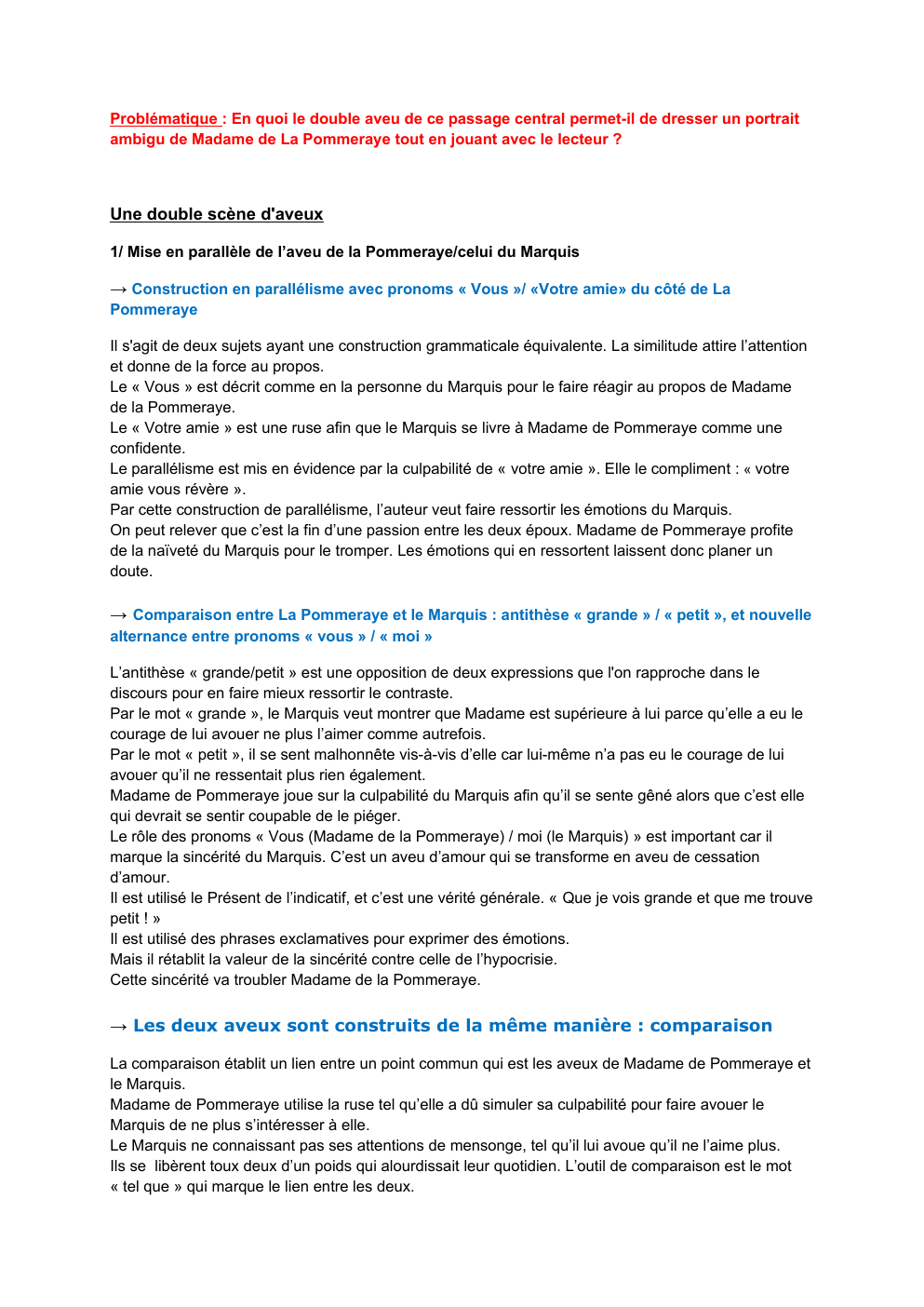 Prévisualisation du document En quoi le double aveu de ce passage central permet-il de dresser un portrait ambigu de Madame de La Pommeraye tout en jouant avec le lecteur ?