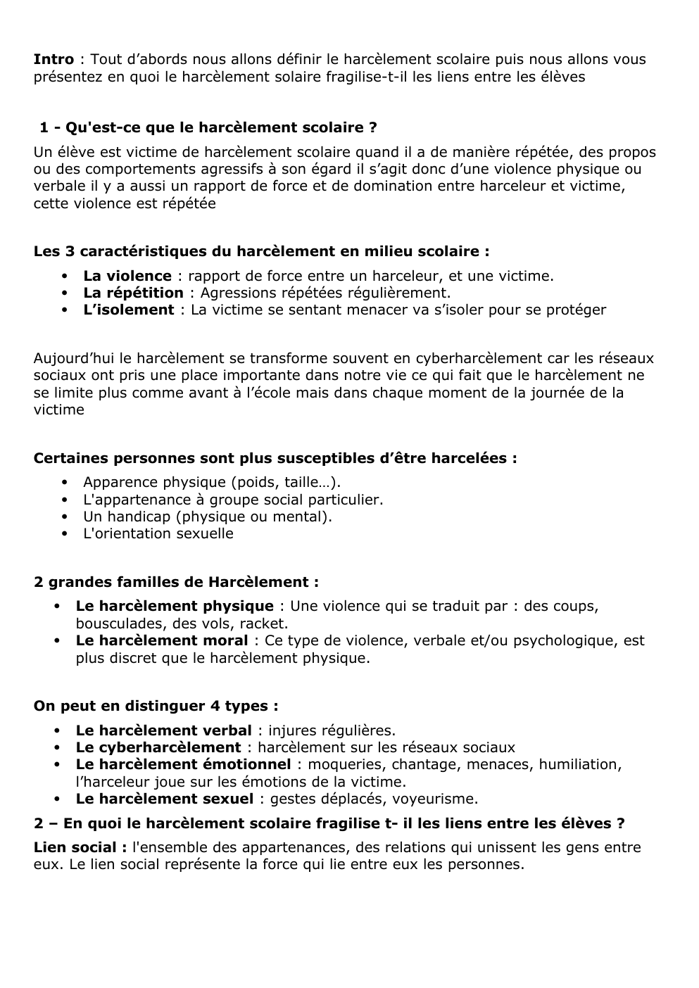 Prévisualisation du document en quoi le harcèlement solaire fragilise-t-il les liens entre les élèves