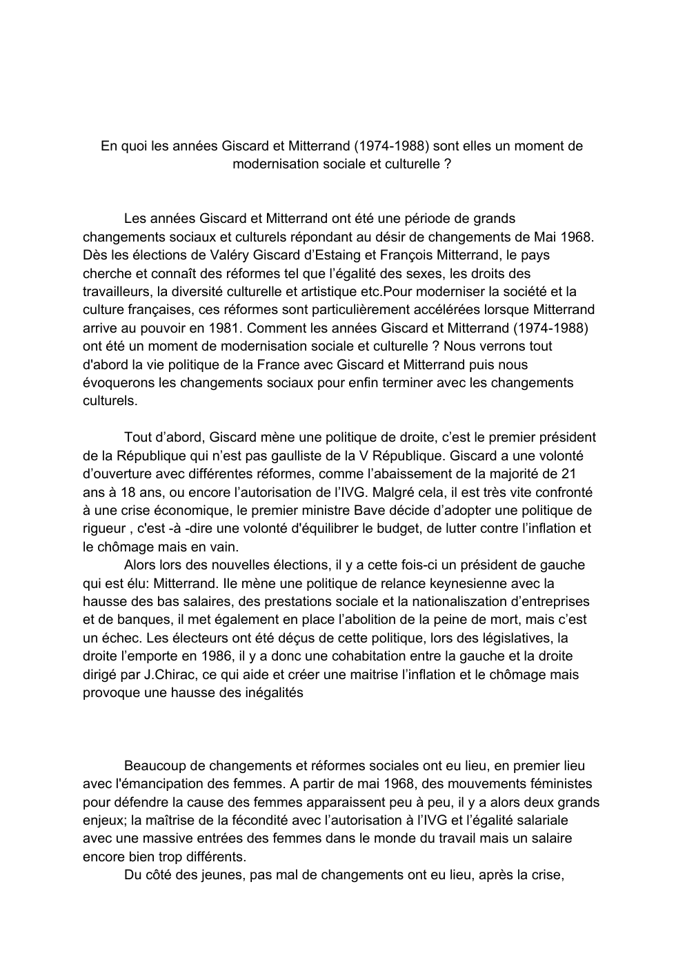 Prévisualisation du document En quoi les années Giscard et Mitterrand (1974-1988) sont elles un moment de modernisation sociale et culturelle ?