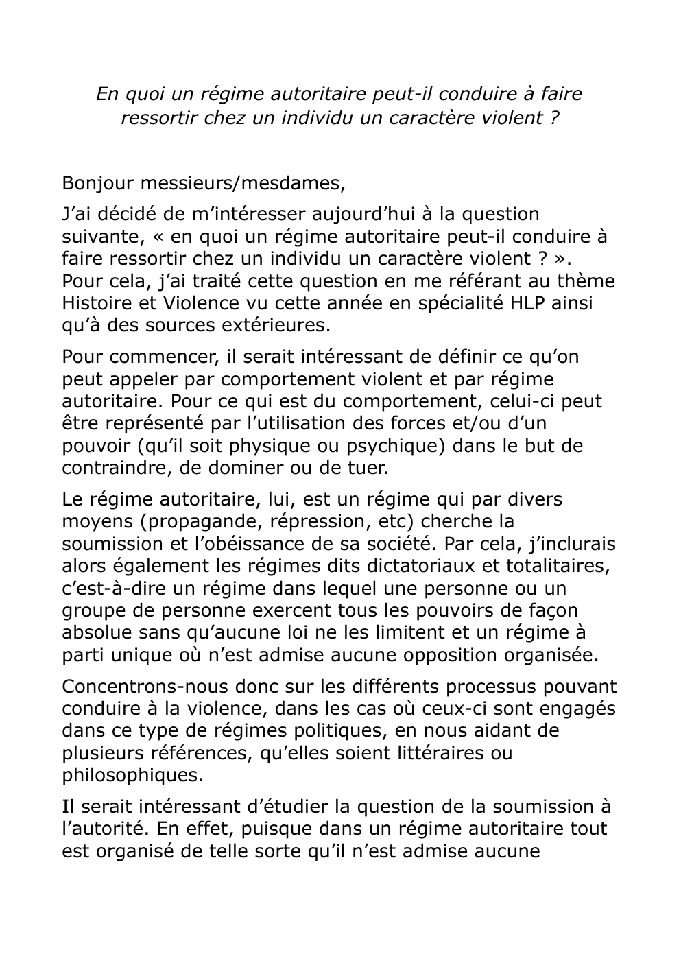 Prévisualisation du document en quoi un régime autoritaire peut-il contribuer à faire ressortir chez un individu un caractère violent ?