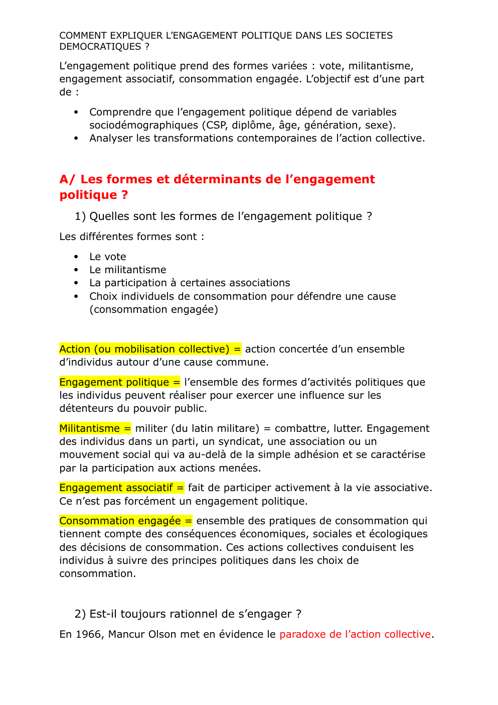 Prévisualisation du document Engagement politique dans les sociétés démocratiques