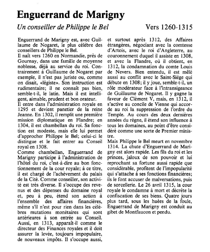 Prévisualisation du document Enguerrand de MarignyUn conseiller de Philippe le Bel.