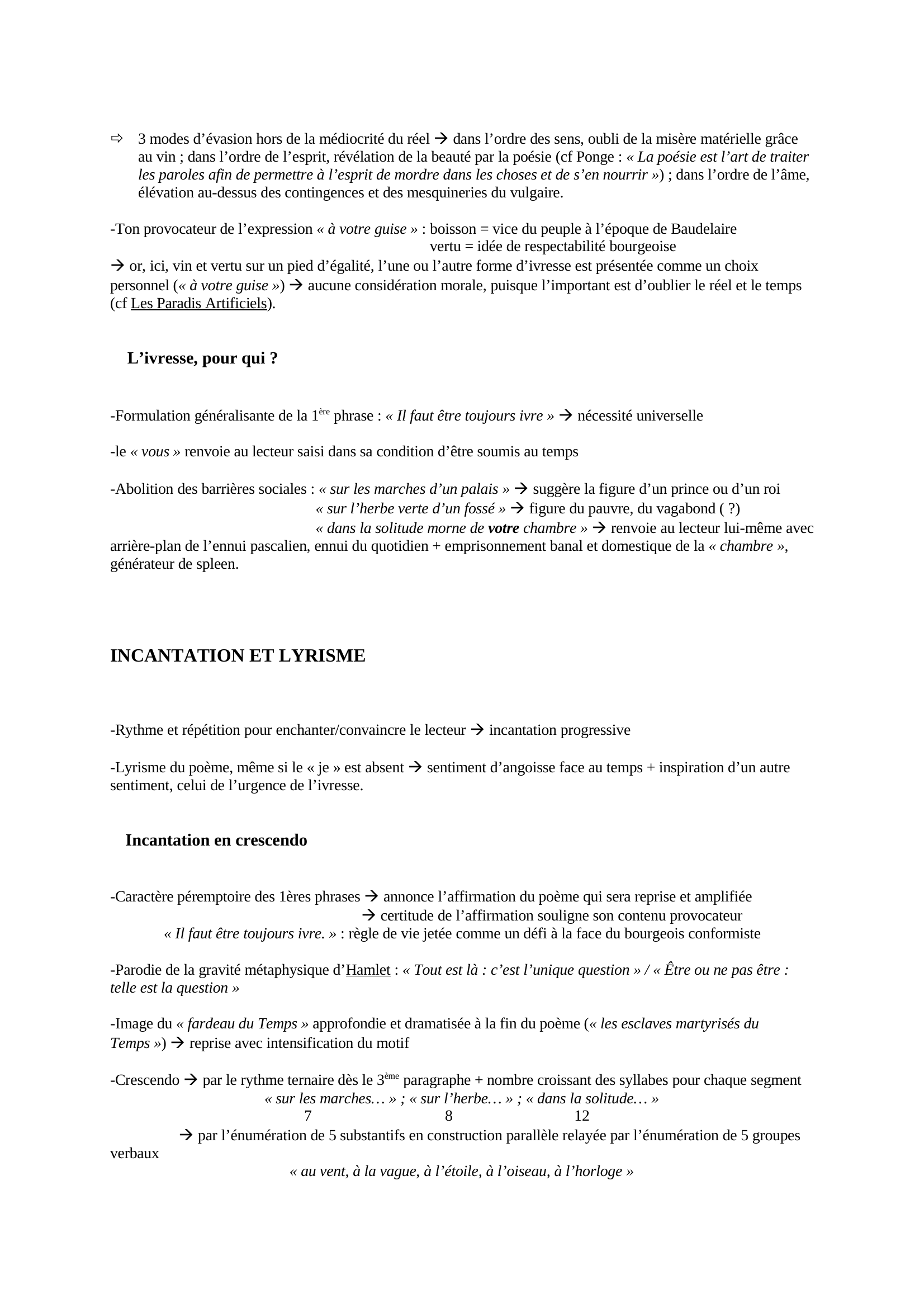 Prévisualisation du document Enivrez vous baudelaire