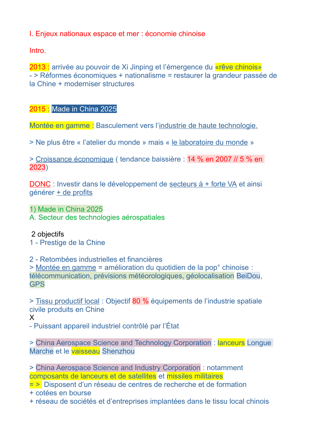 Prévisualisation du document Enjeux nationaux espace et mer : économie chinoise