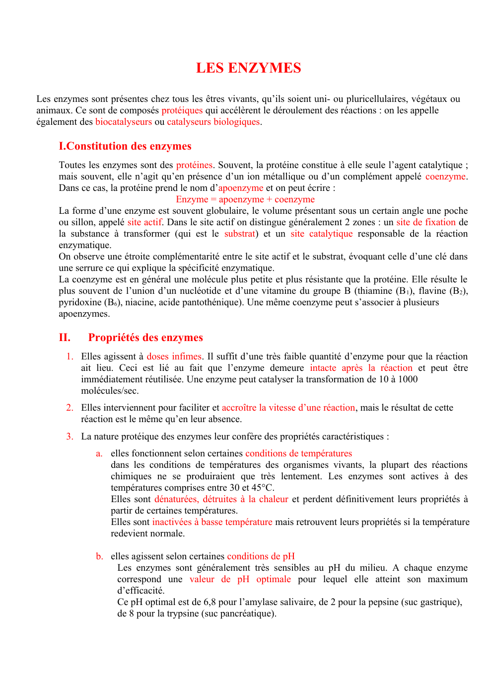 Prévisualisation du document Enzymes