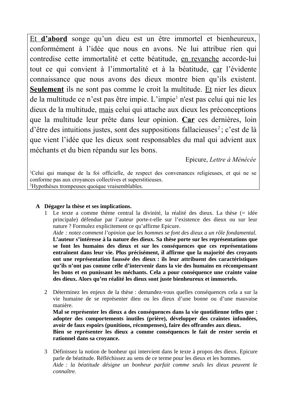 Prévisualisation du document Epicure et les dieux (explication de texte)