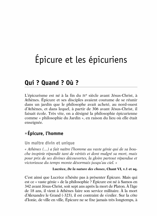 Prévisualisation du document Epicure et Les épicuriens (synthèse)