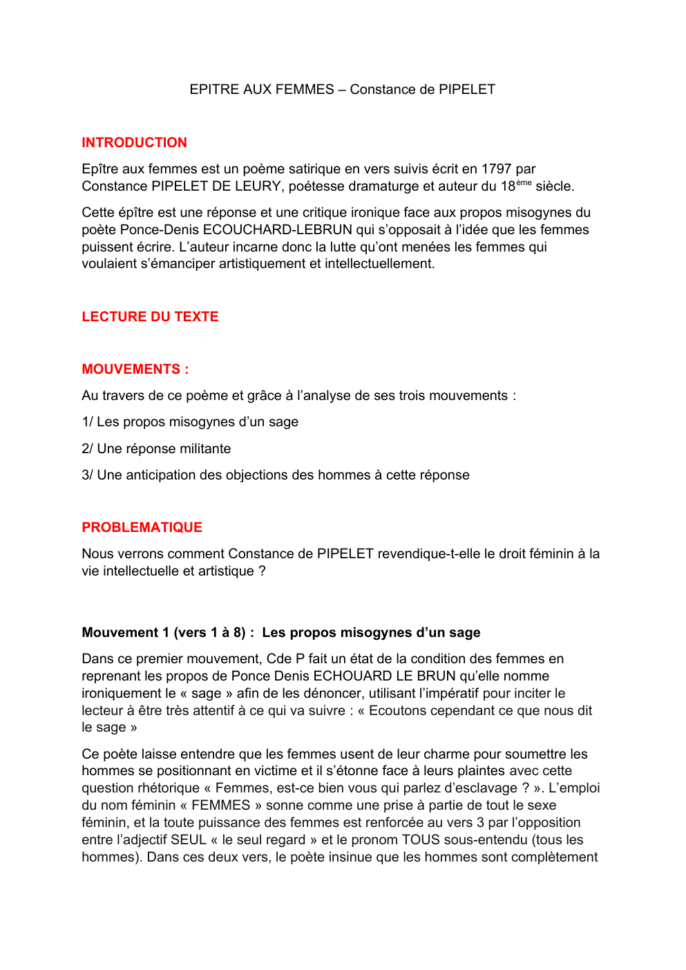 Prévisualisation du document EPITRE AUX FEMMES CONSTANCE DE PIPELET
