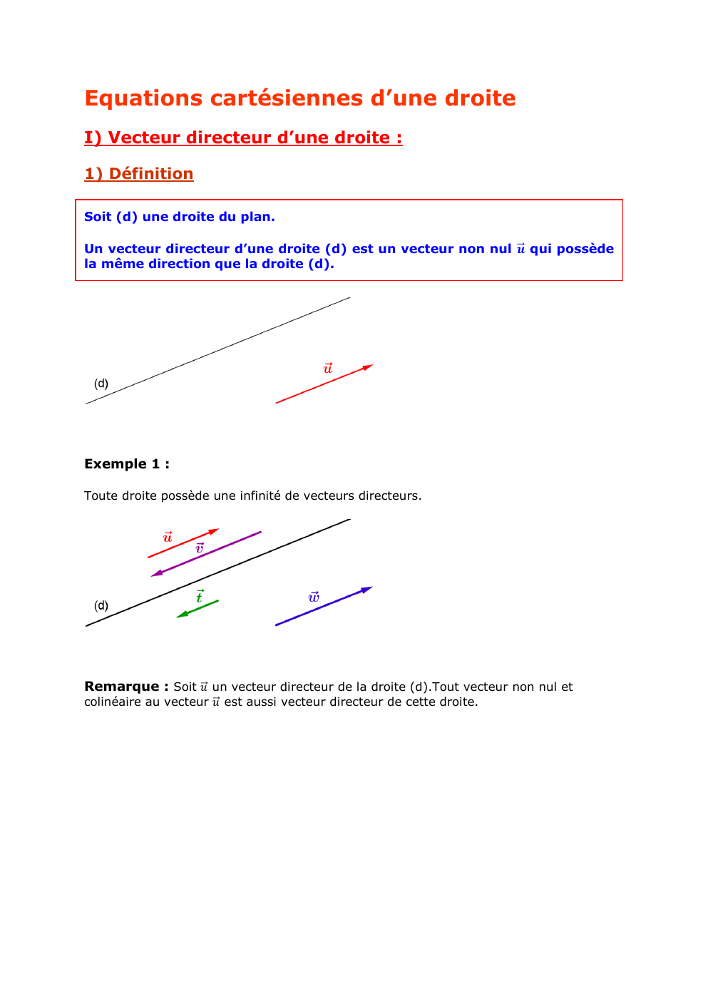 Prévisualisation du document Equations cartésiennes d’une droite