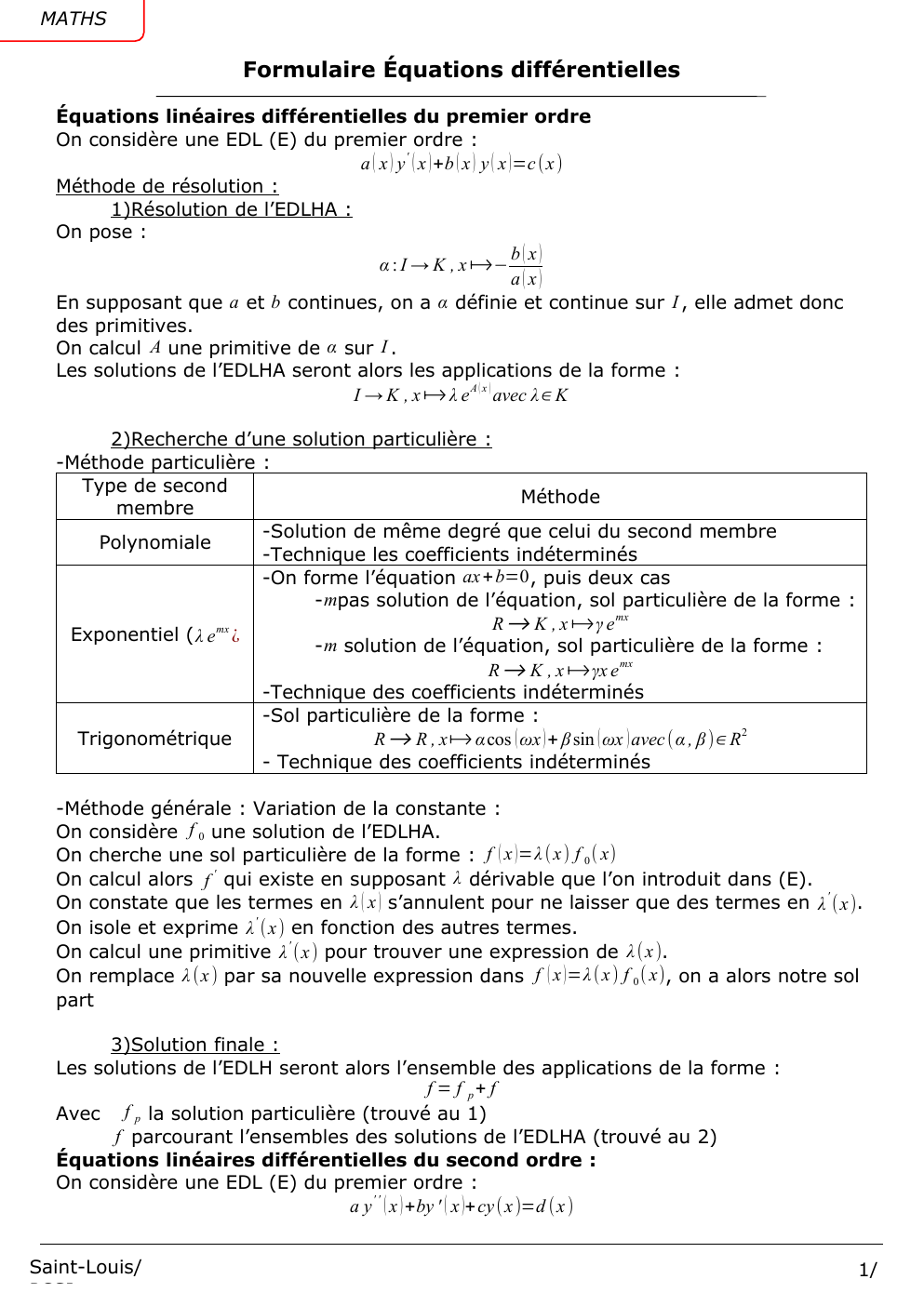 Prévisualisation du document Equations différentielles