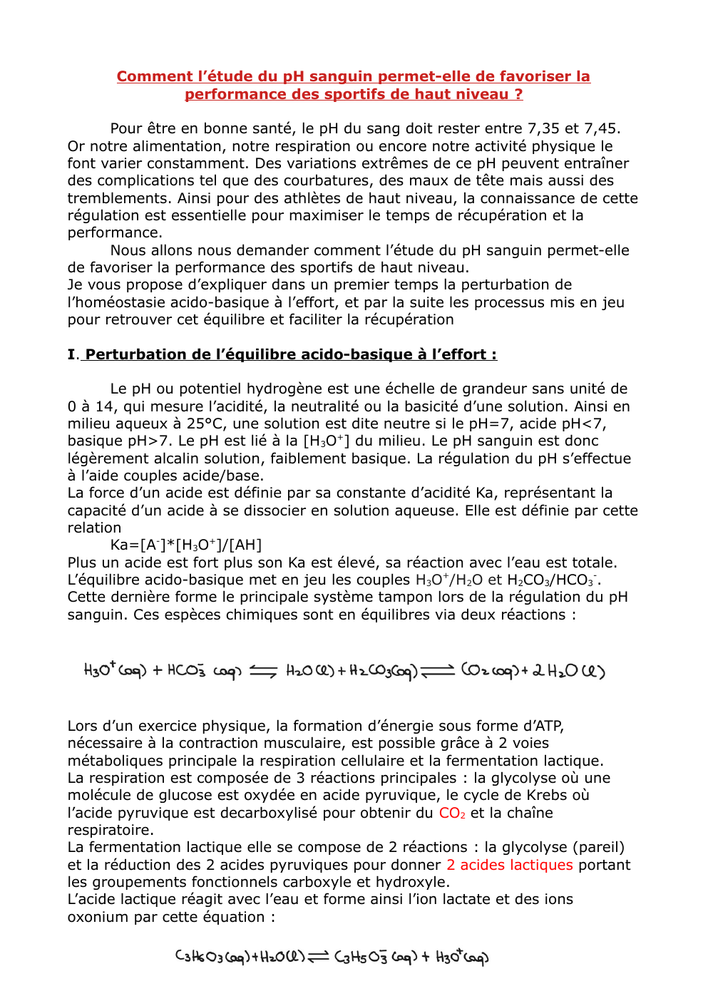 Prévisualisation du document Equilibre acido-basique à l'effort