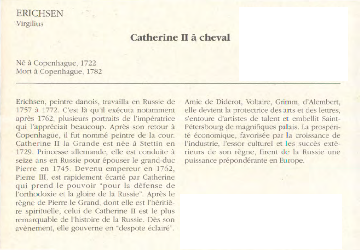 Prévisualisation du document ERICHSEN Virgilius : Catherine II à cheval