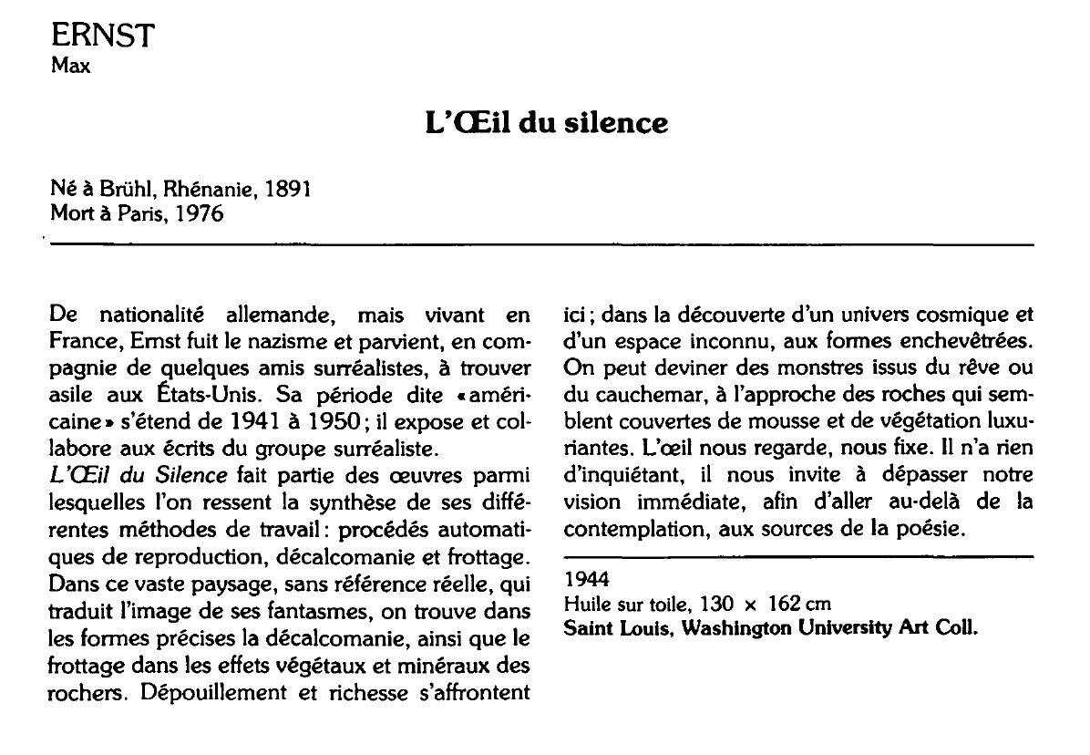 Prévisualisation du document ERNST Max L'OEil du silence