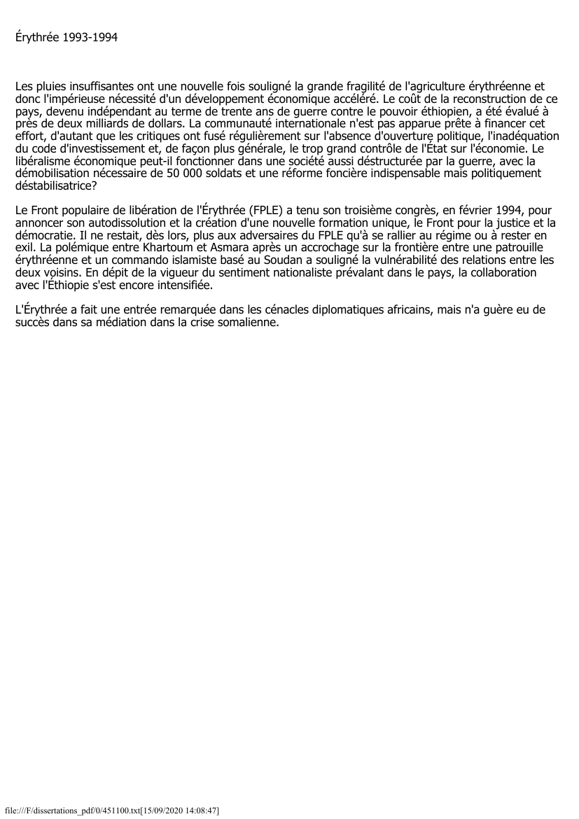 Prévisualisation du document Érythrée (1993-1994)