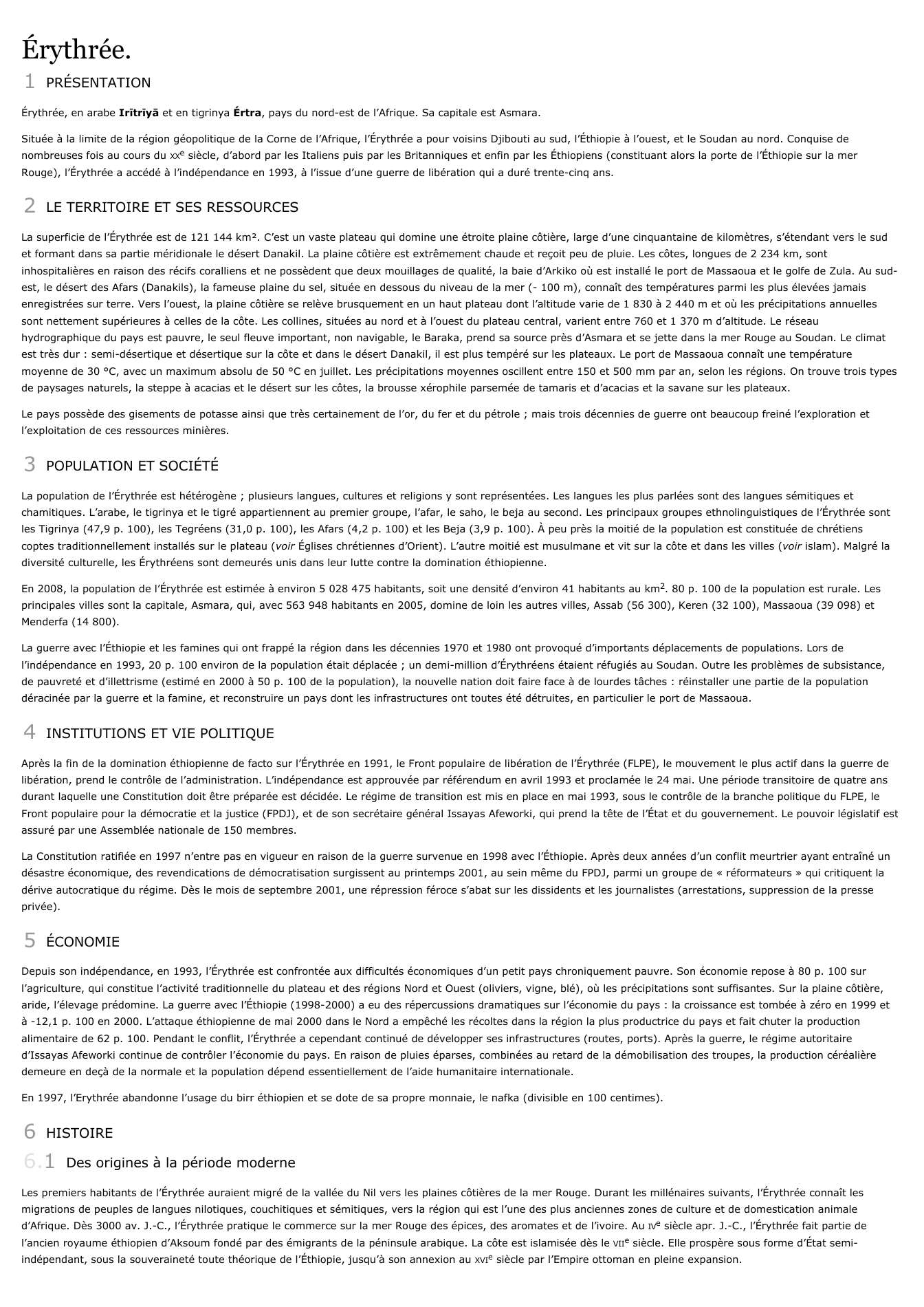 Prévisualisation du document Érythrée.
