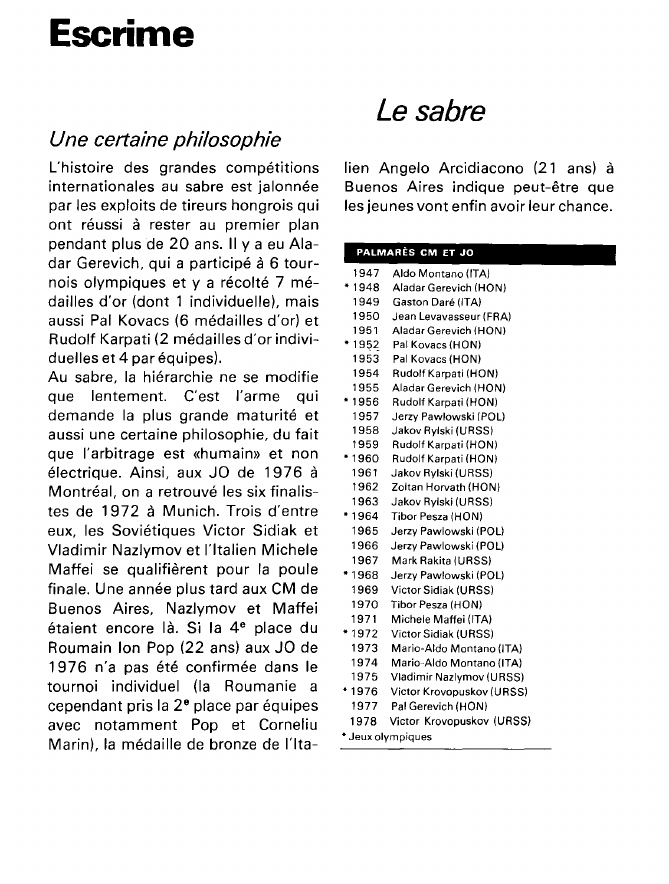 Prévisualisation du document Escrime:Le sabre (sport).