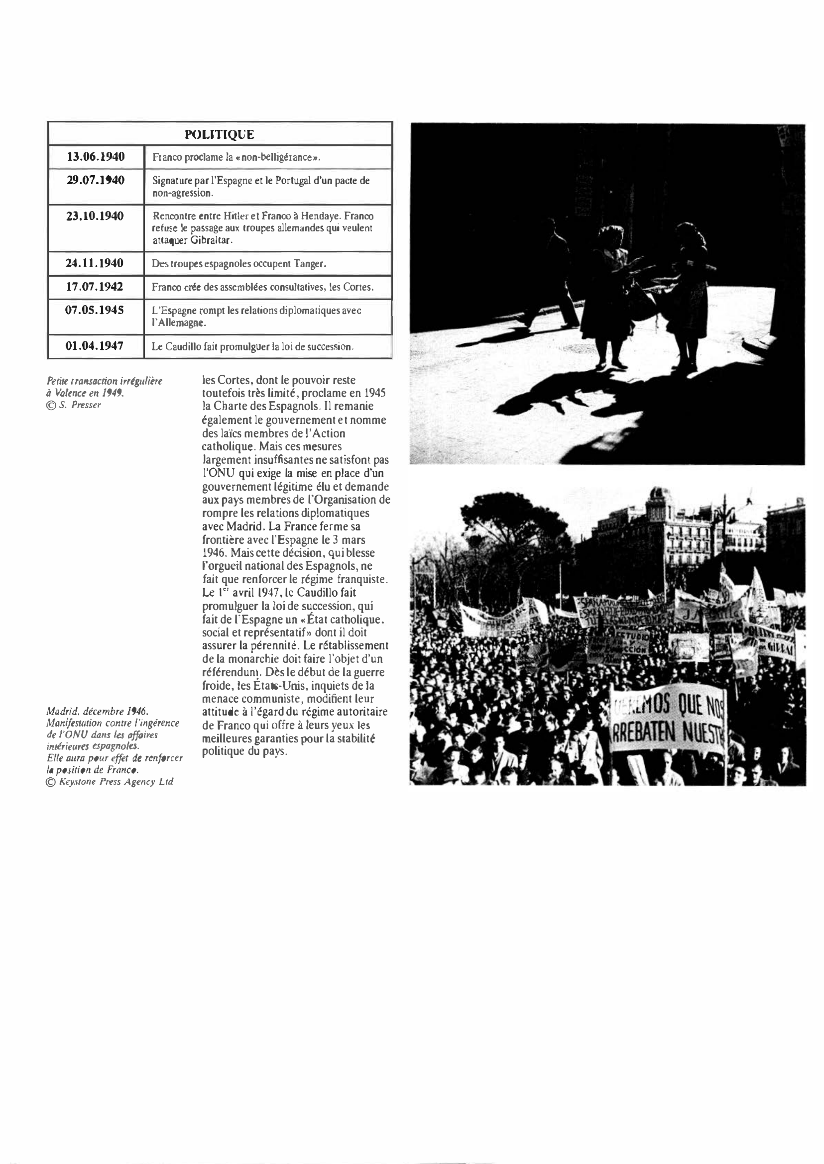 Prévisualisation du document Espagne de 1940 à 1949 : Histoire