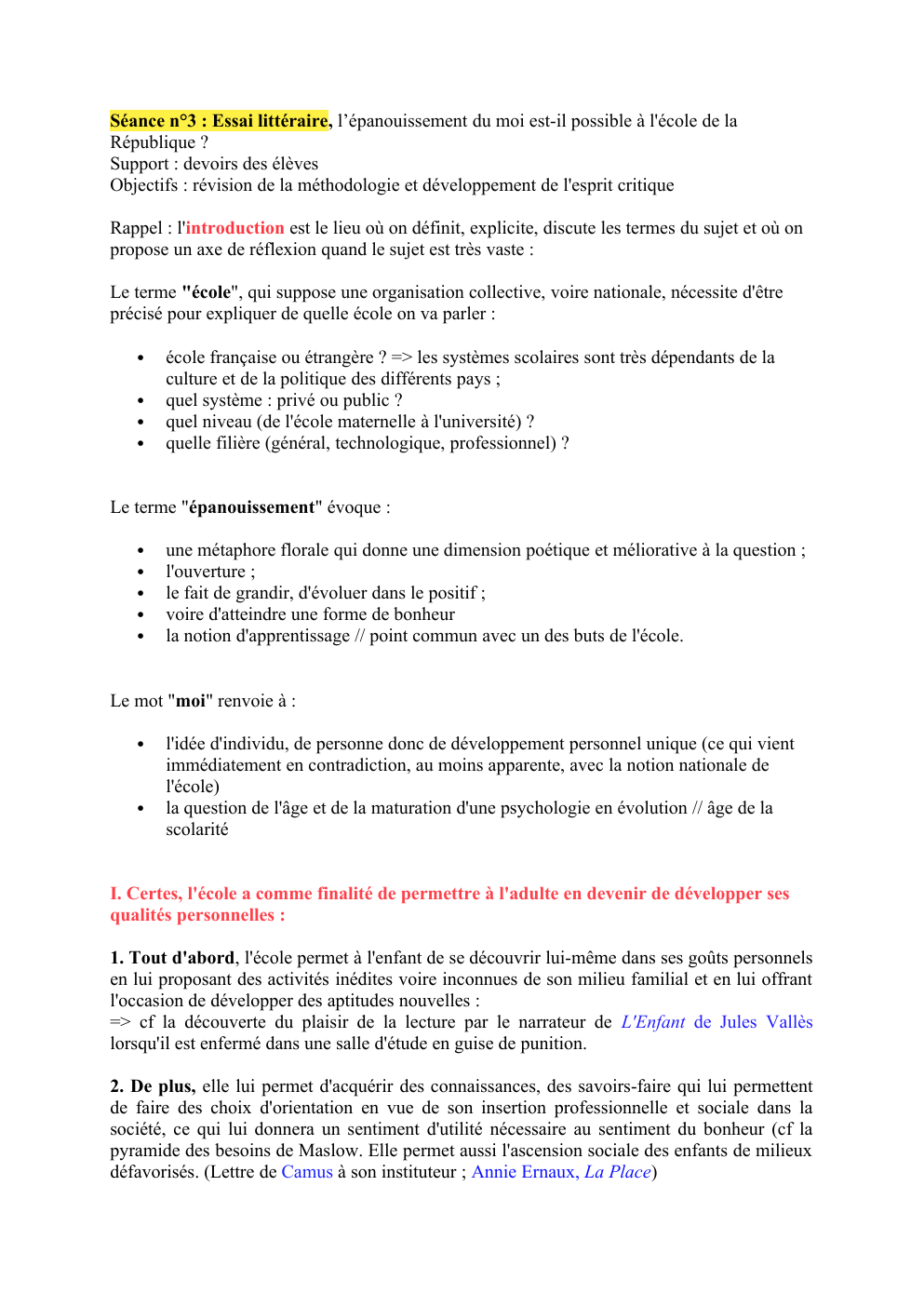 Prévisualisation du document ESSAI HLP SUR L' EDUCATION