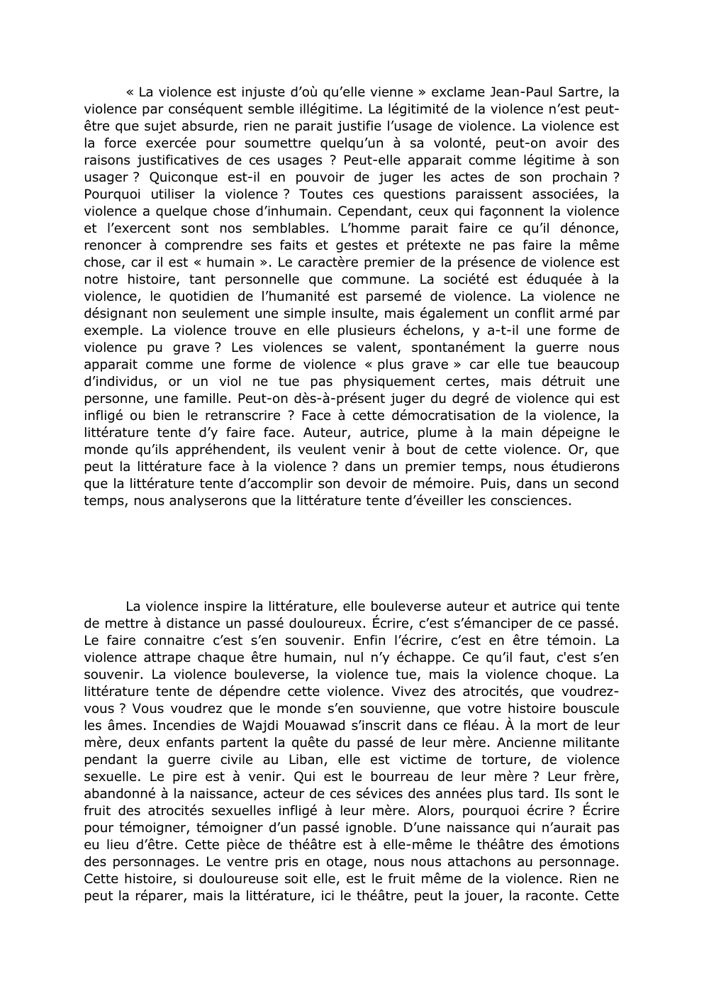 Prévisualisation du document Essai littéraire: pourquoi utiliser la violence ?