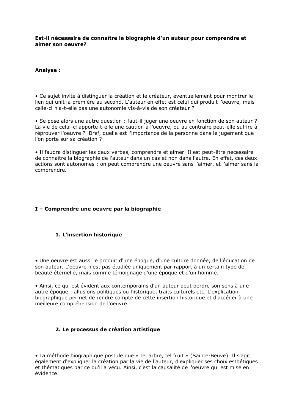 Prévisualisation du document Est-il nécessaire de connaître la biographie d'un auteur pour comprendre et
aimer son oeuvre?

Analyse :

• Ce sujet invite...