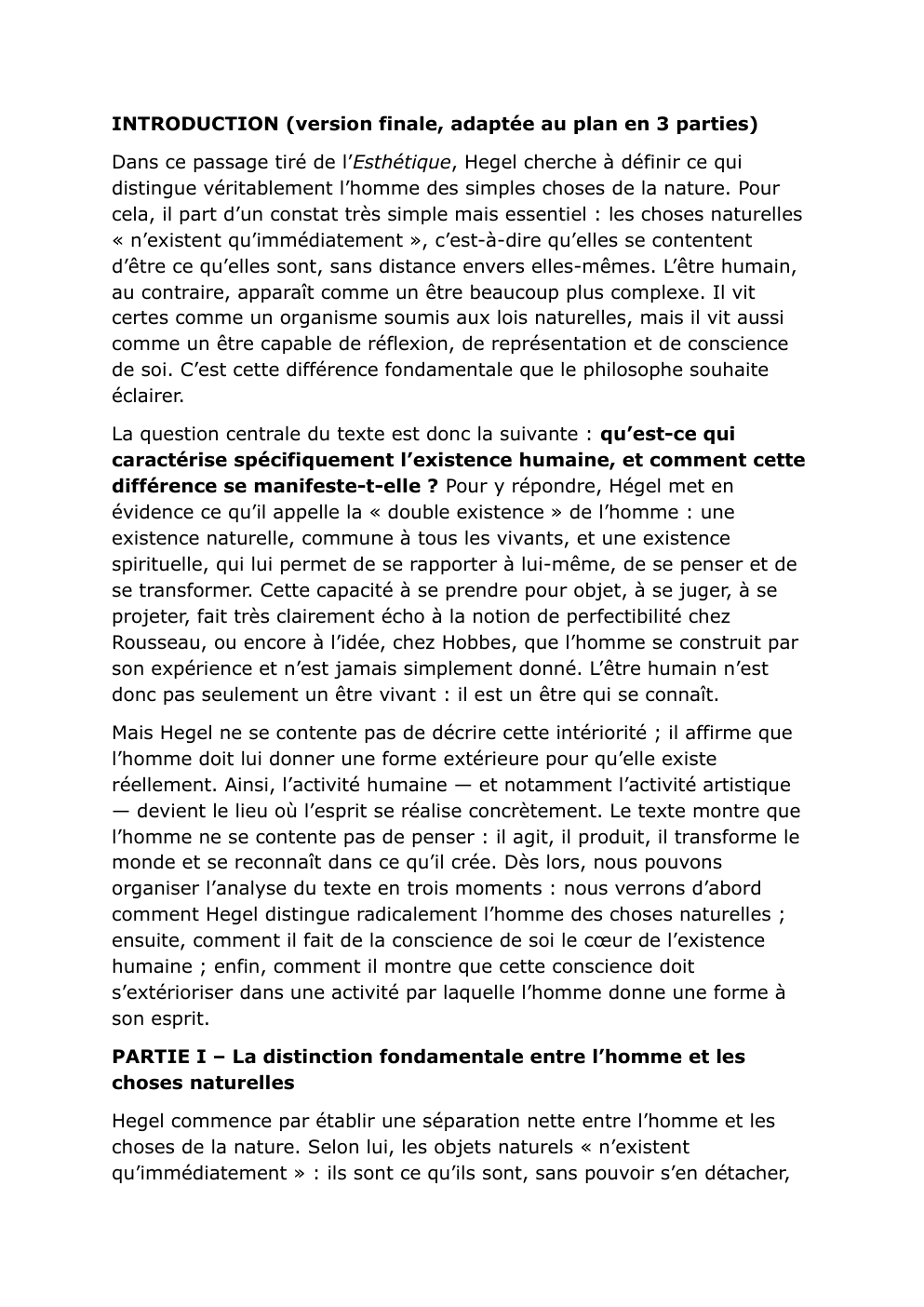 Prévisualisation du document Esthétique, Hegel: la « double existence » de l’homme
