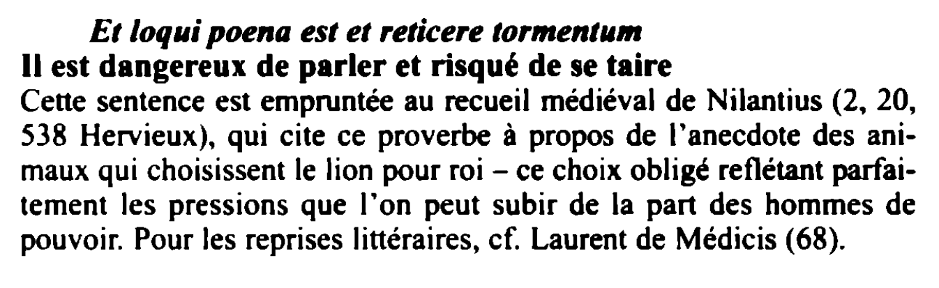 Prévisualisation du document Et loqui poena est et reticere tormentum