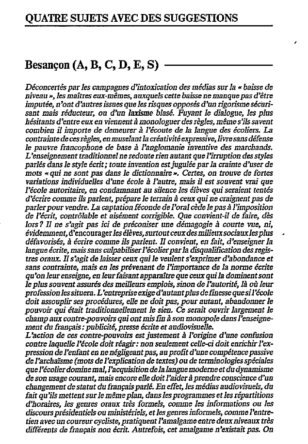 Prévisualisation du document était conscient de deux oppositions: non seulement entre lefrançais parlé etla
langue écrite, évidemment, mais encore entre le français parlé...