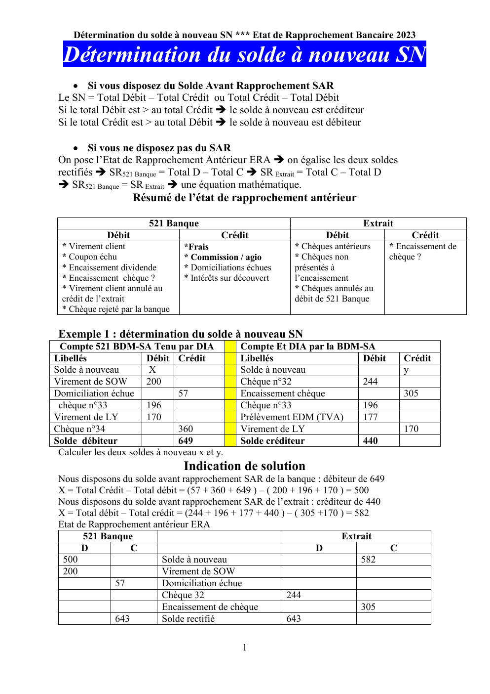 Prévisualisation du document Etat de rapprochement bancaire