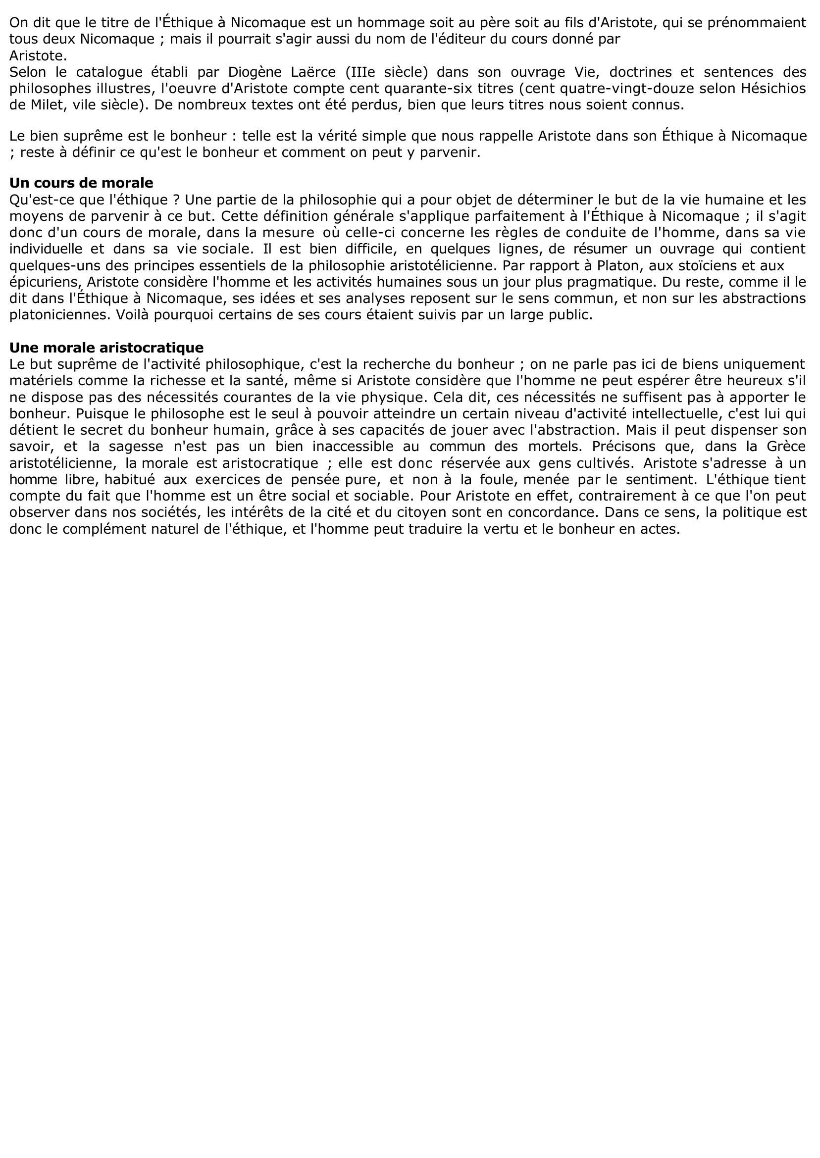 Prévisualisation du document Ethique à Micomaque d'ARISTOTE (Résumé & Analyse)
