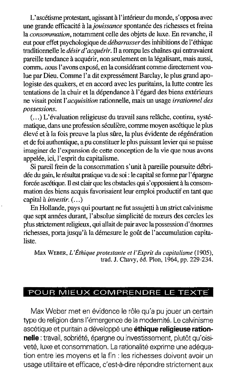 Prévisualisation du document Éthique religieuse et mentalité économique M. WEBER