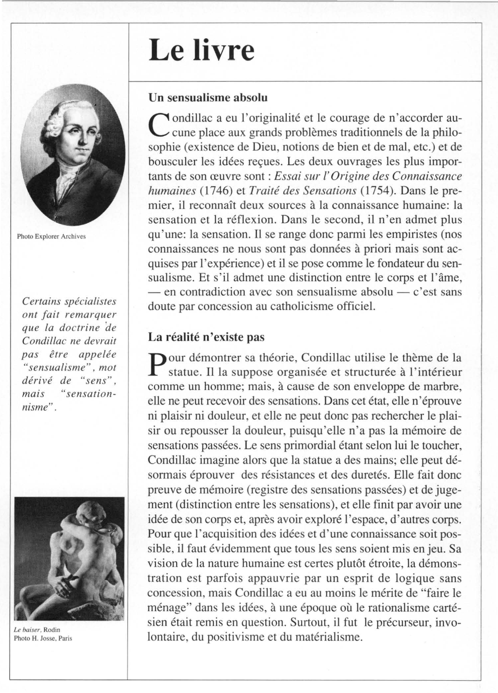 Prévisualisation du document Étienne de CONDILLAC : Traité des sensations