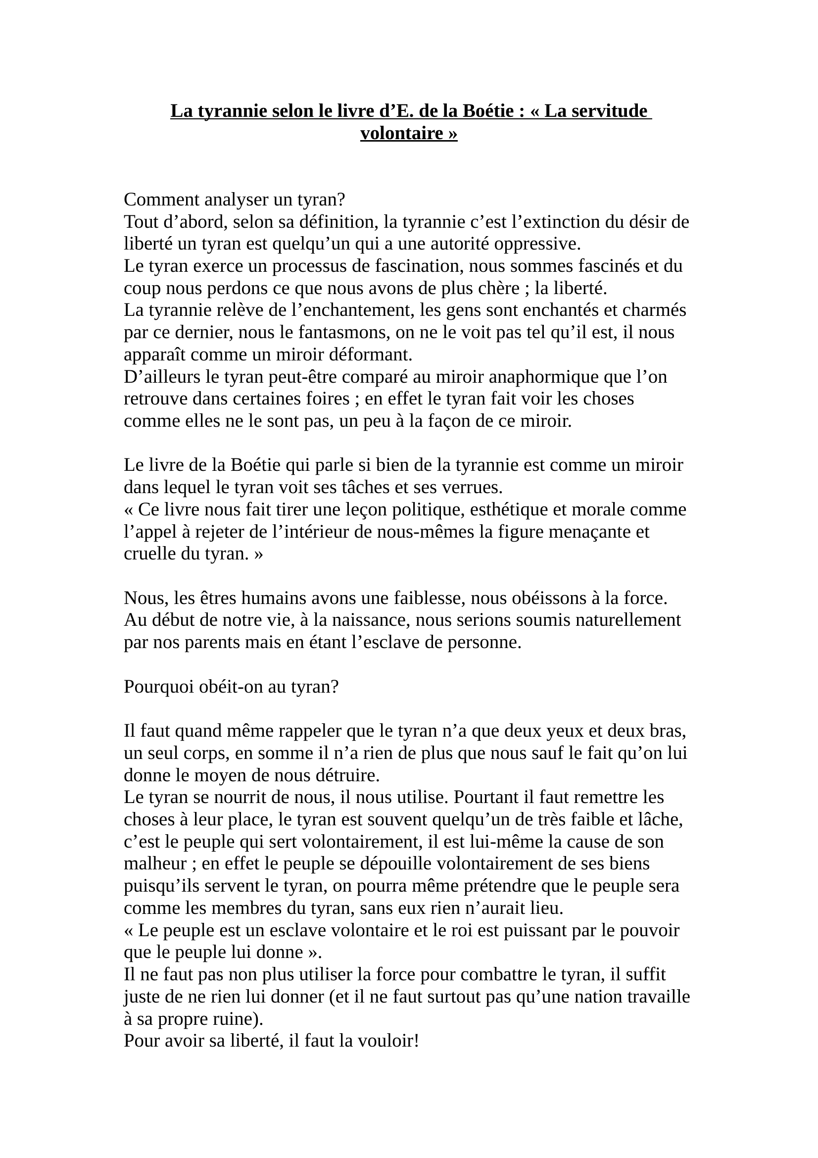 Prévisualisation du document Etienne de La Boétie " La servitude volontaire"