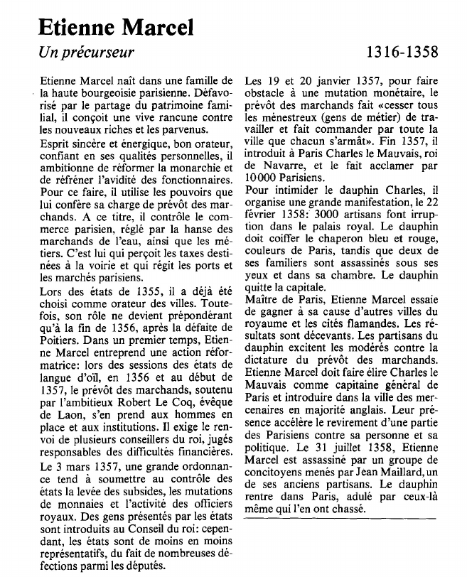Prévisualisation du document Etienne MarcelUn précurseur.