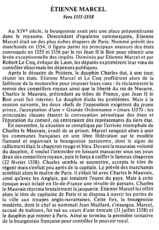 Prévisualisation du document ÉTIENNE MARCELVers 1315-1358 - BIOGRAPHIE.
